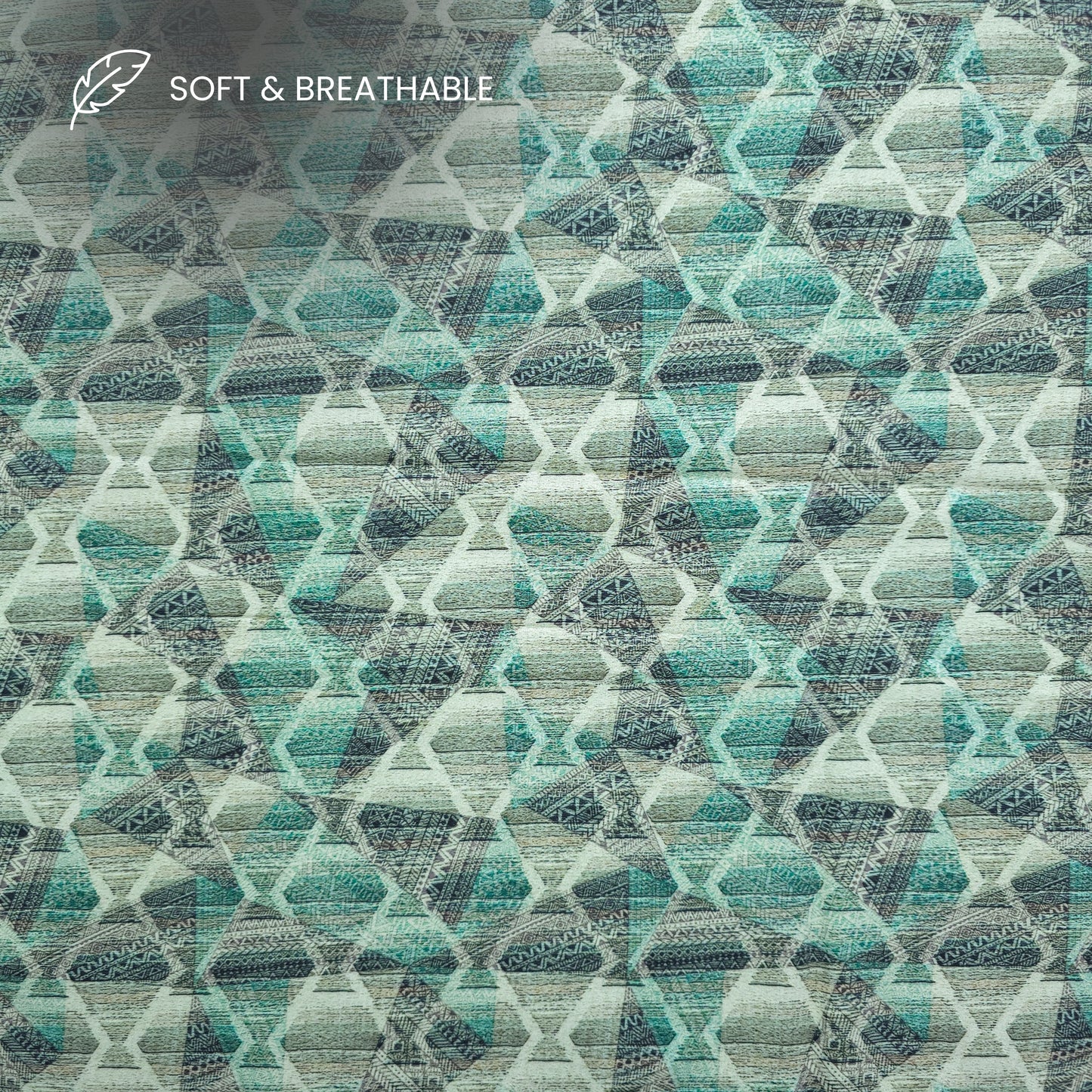 Artisan Geo Motif Printed Satin Fabric