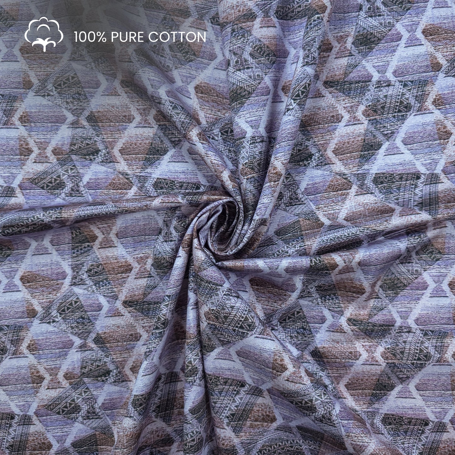 Artisan Geo Motif Printed Satin Fabric