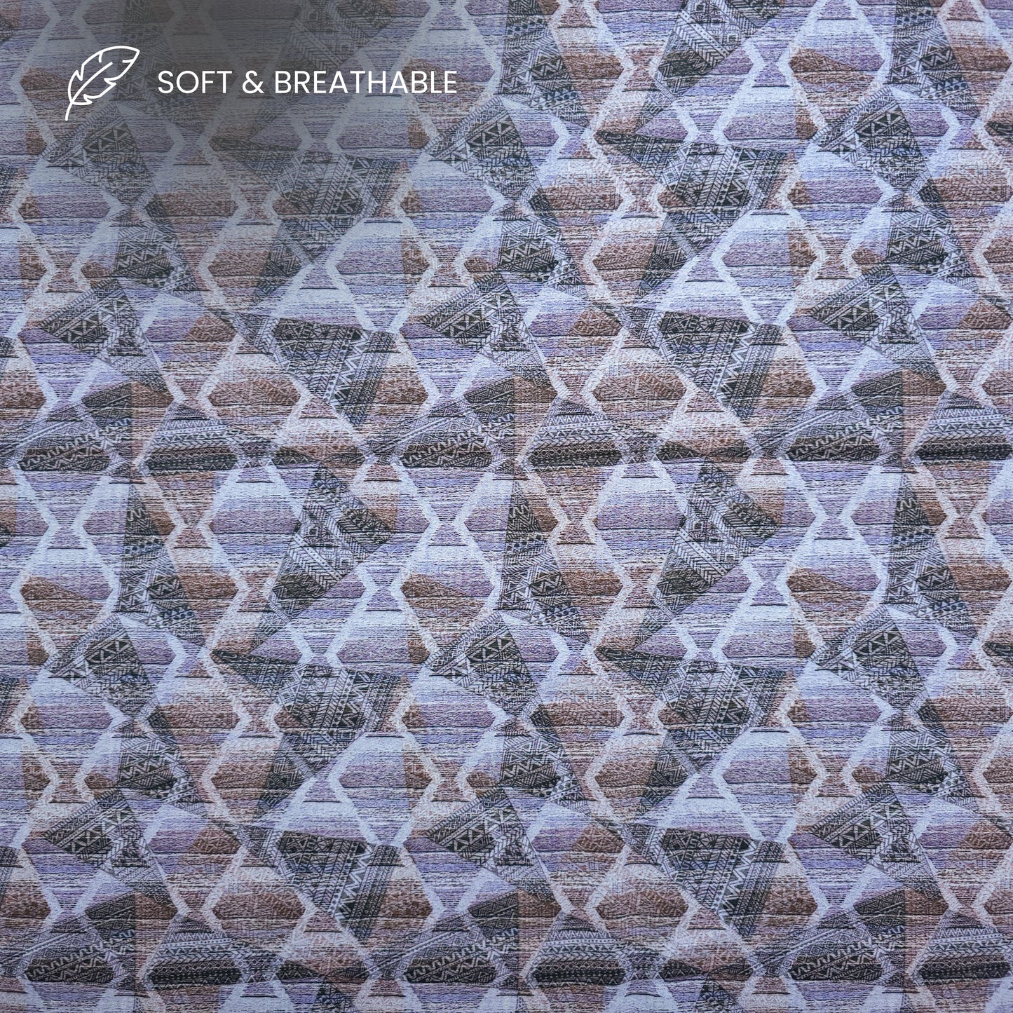 Artisan Geo Motif Printed Satin Fabric