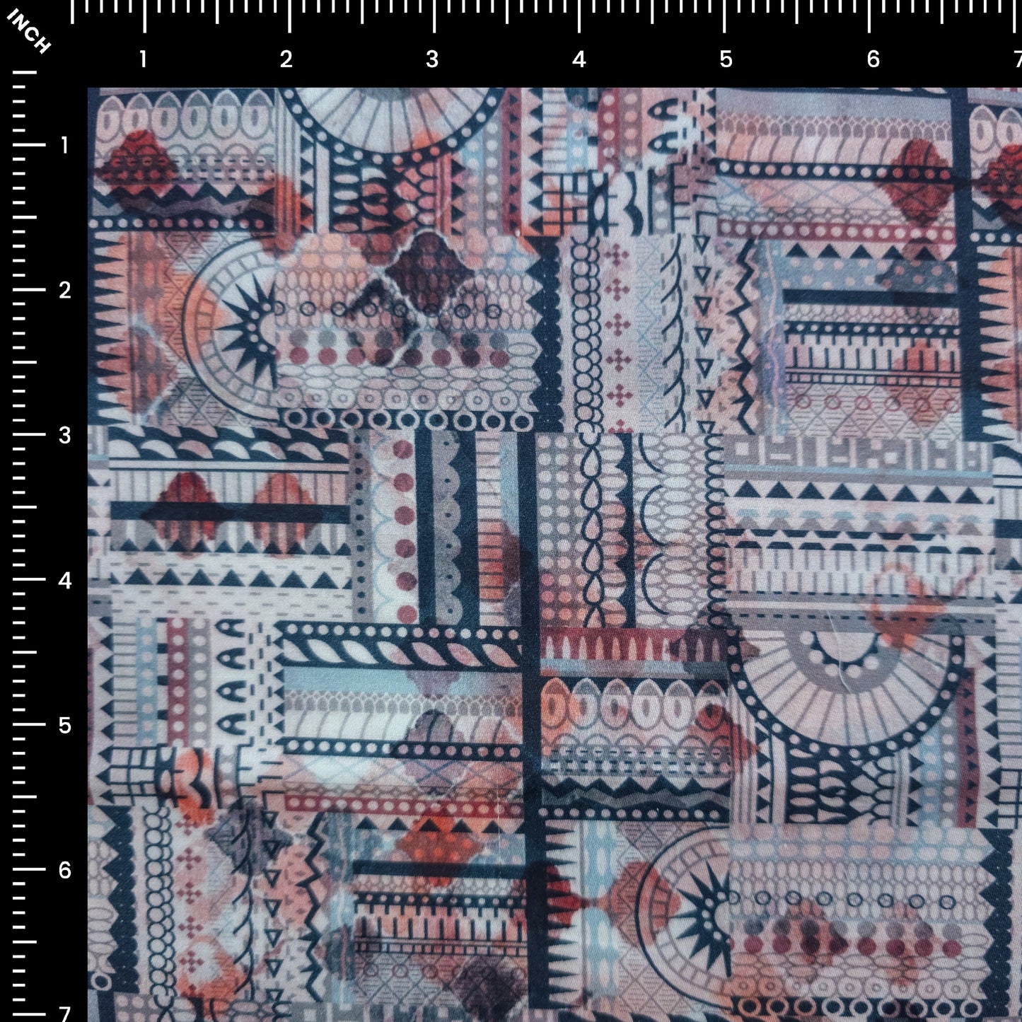 Heritage Mosaic Geometric Printed Satin Fabric