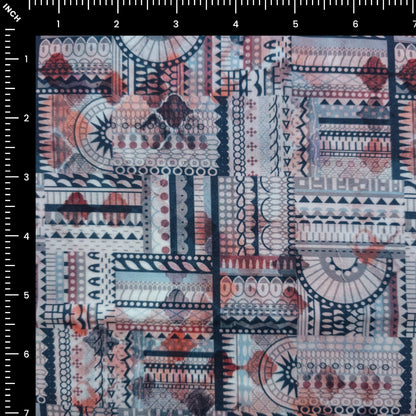 Heritage Mosaic Geometric Printed Satin Fabric