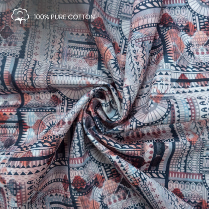 Heritage Mosaic Geometric Printed Satin Fabric