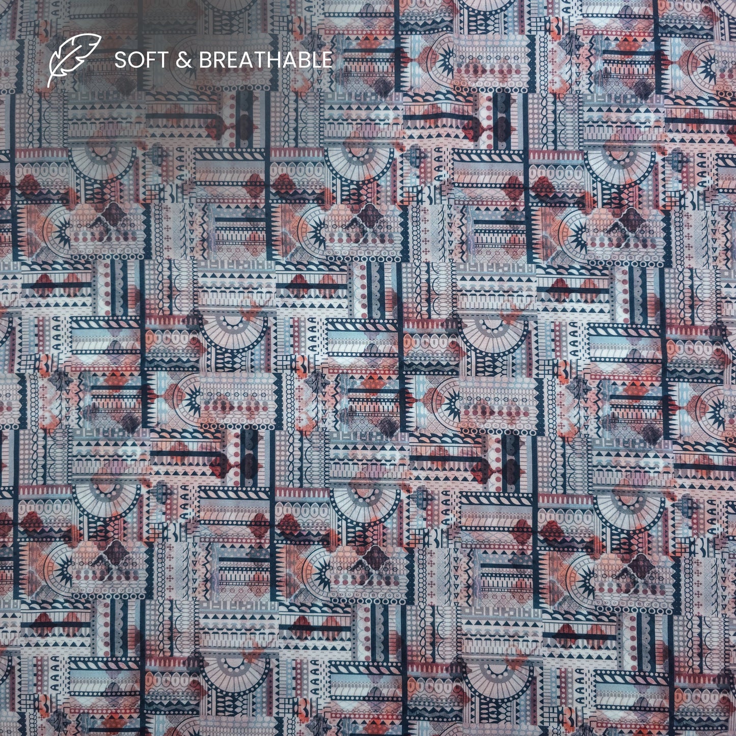 Heritage Mosaic Geometric Printed Satin Fabric