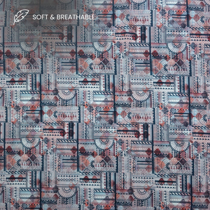 Heritage Mosaic Geometric Printed Satin Fabric