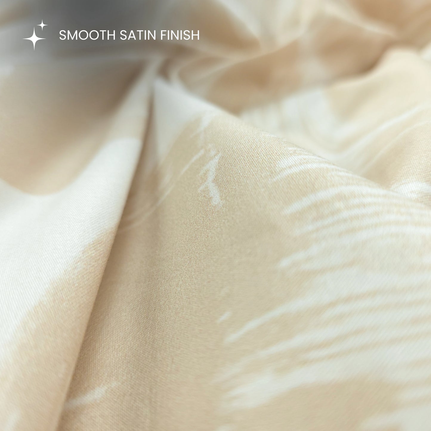 Gilded Brushstroke Abstract Printed Satin Fabric