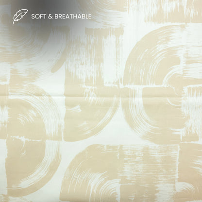 Gilded Brushstroke Abstract Printed Satin Fabric