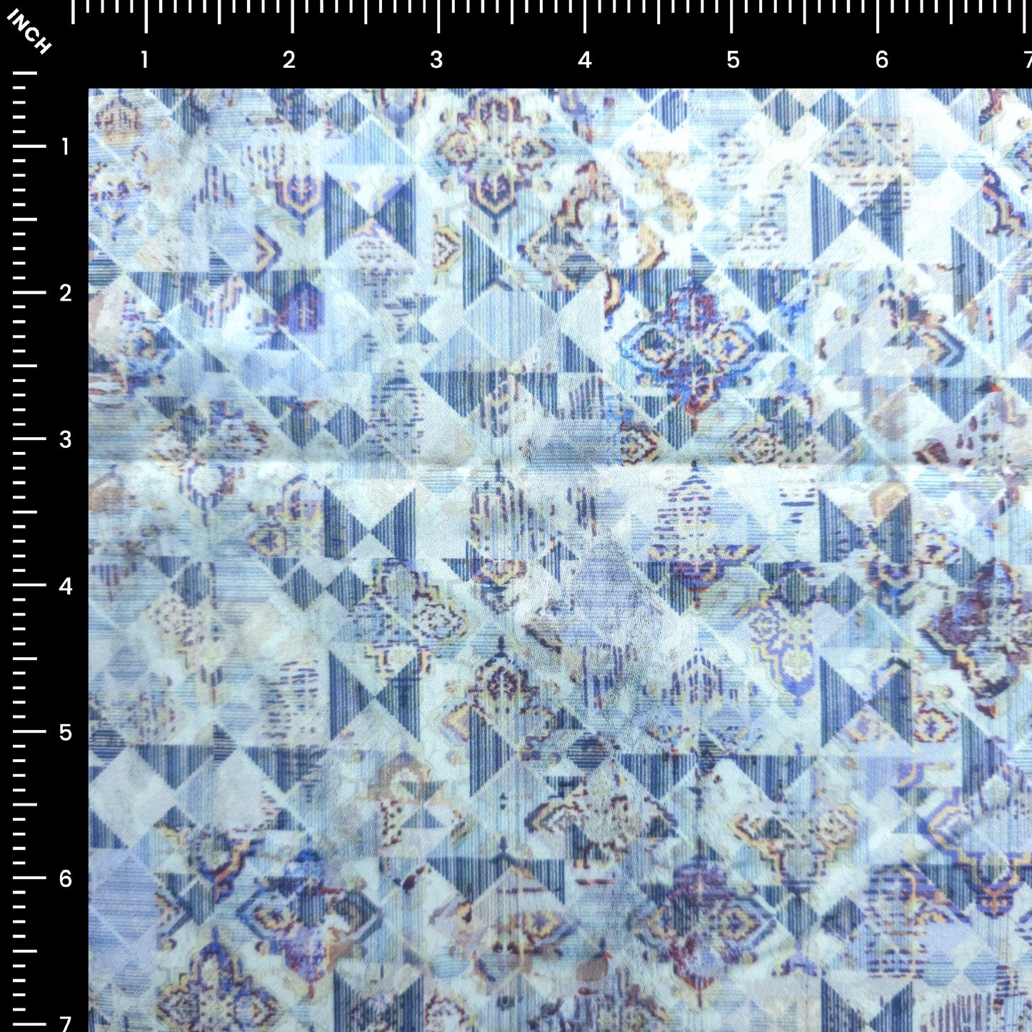 Frosted Mosaic Printed Satin Fabric