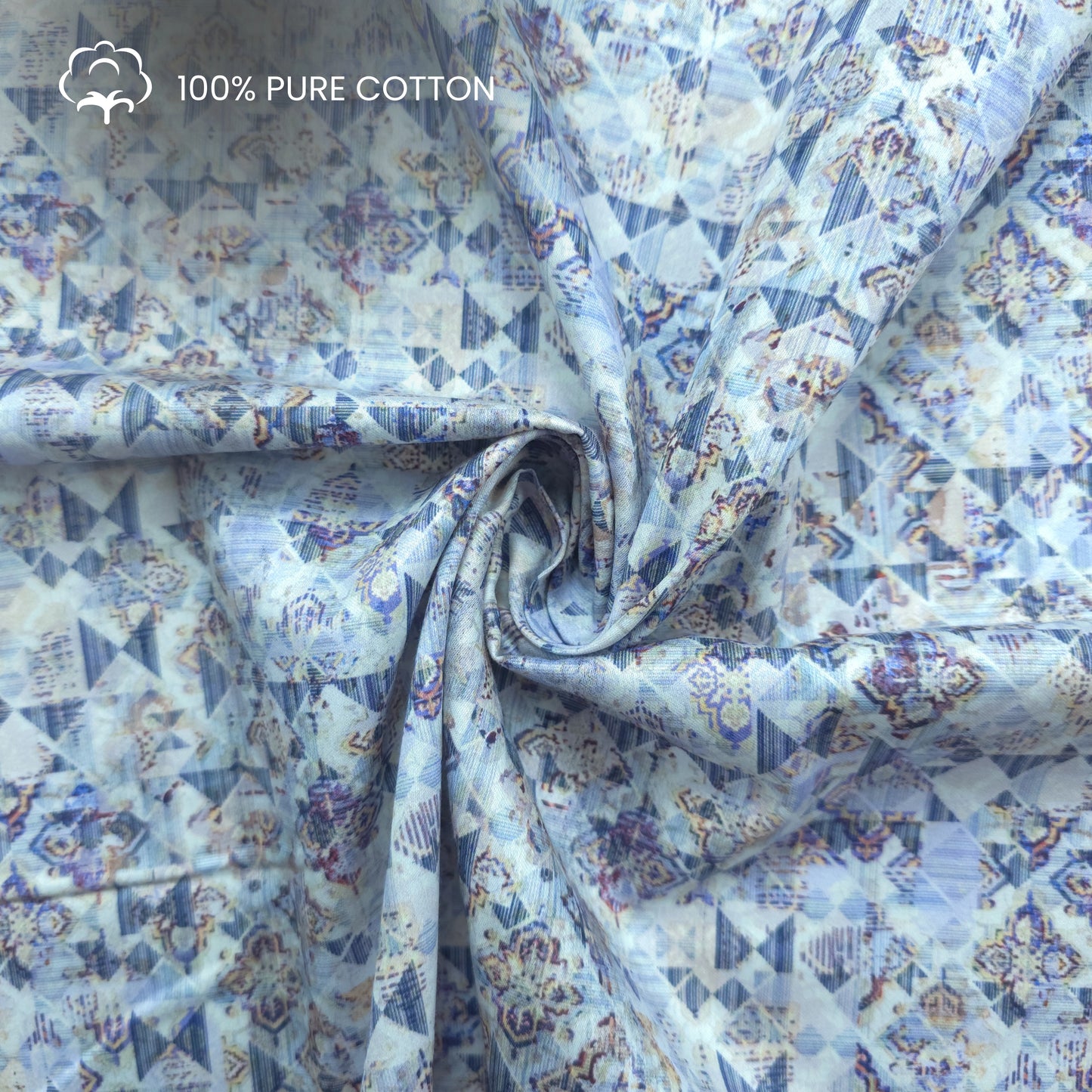 Frosted Mosaic Printed Satin Fabric