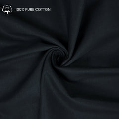 Textured Plain Dyed Crepe Cotton Slub Fabric - Black