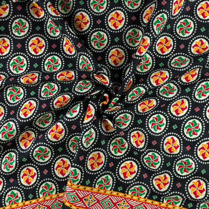 Jaipuri Pinwheel Buta Printed Poplin Fabric with Border
