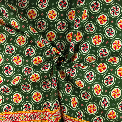 Jaipuri Pinwheel Buta Printed Poplin Fabric with Border