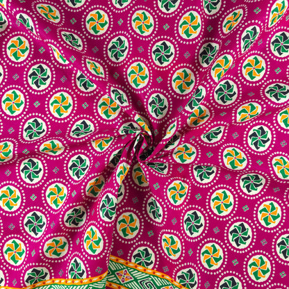Jaipuri Pinwheel Buta Printed Poplin Fabric with Border