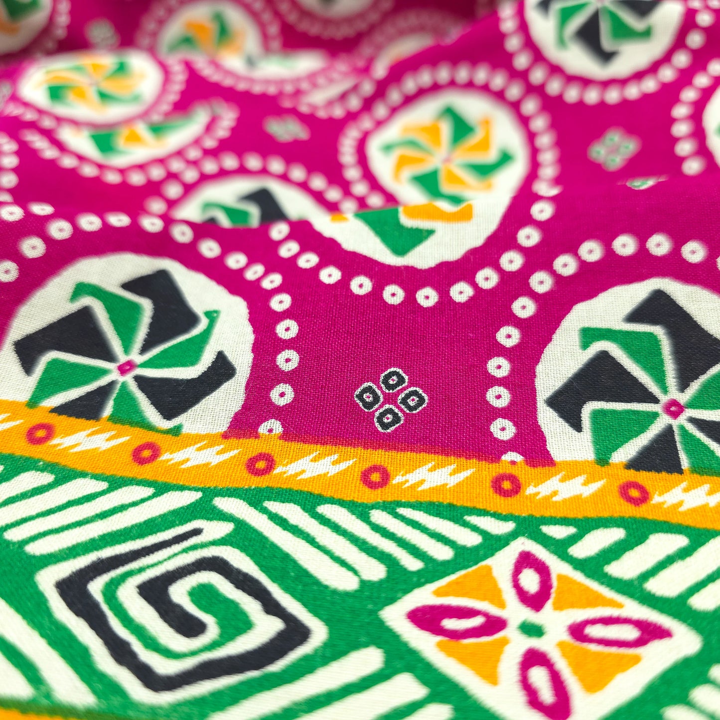Jaipuri Pinwheel Buta Printed Poplin Fabric with Border