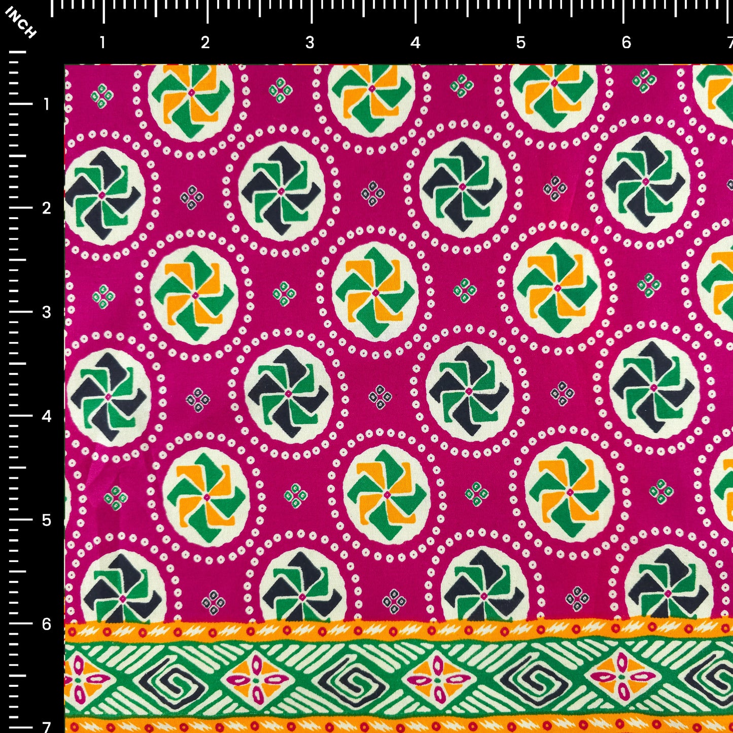 Jaipuri Pinwheel Buta Printed Poplin Fabric with Border