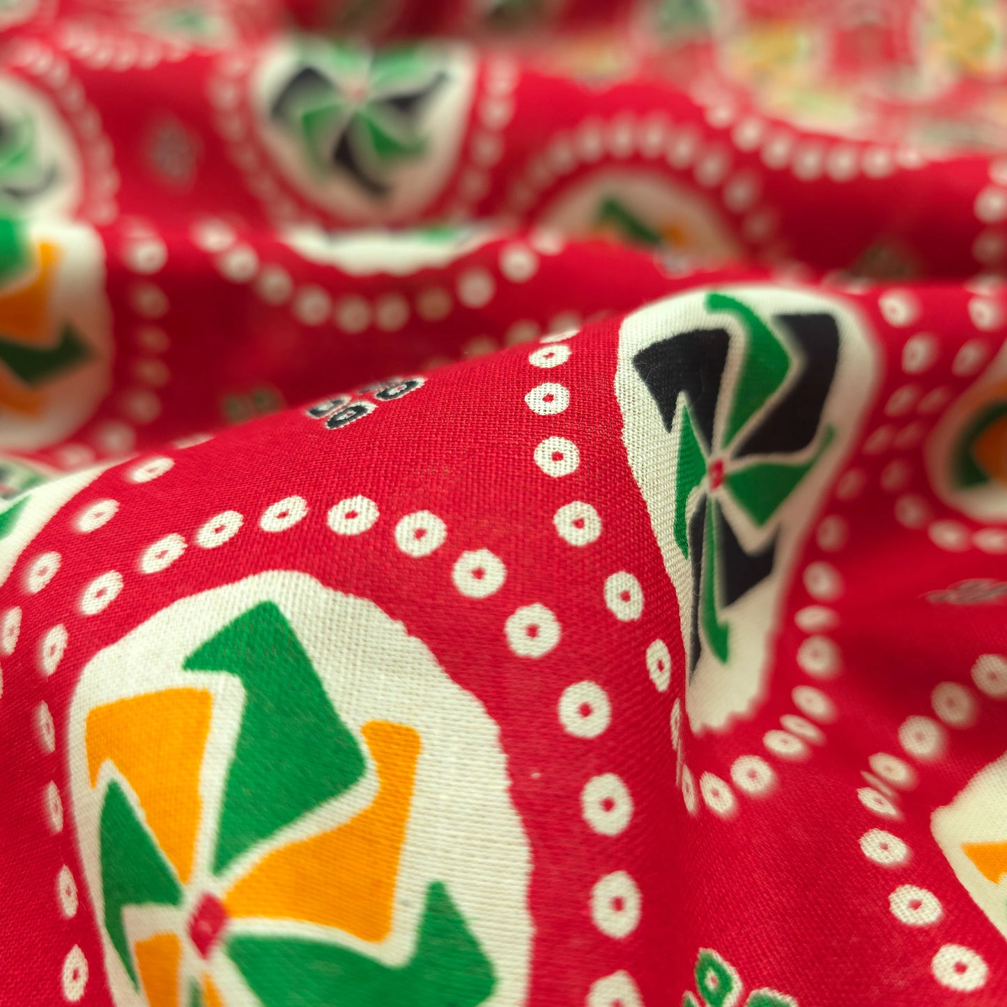 Jaipuri Pinwheel Buta Printed Poplin Fabric with Border