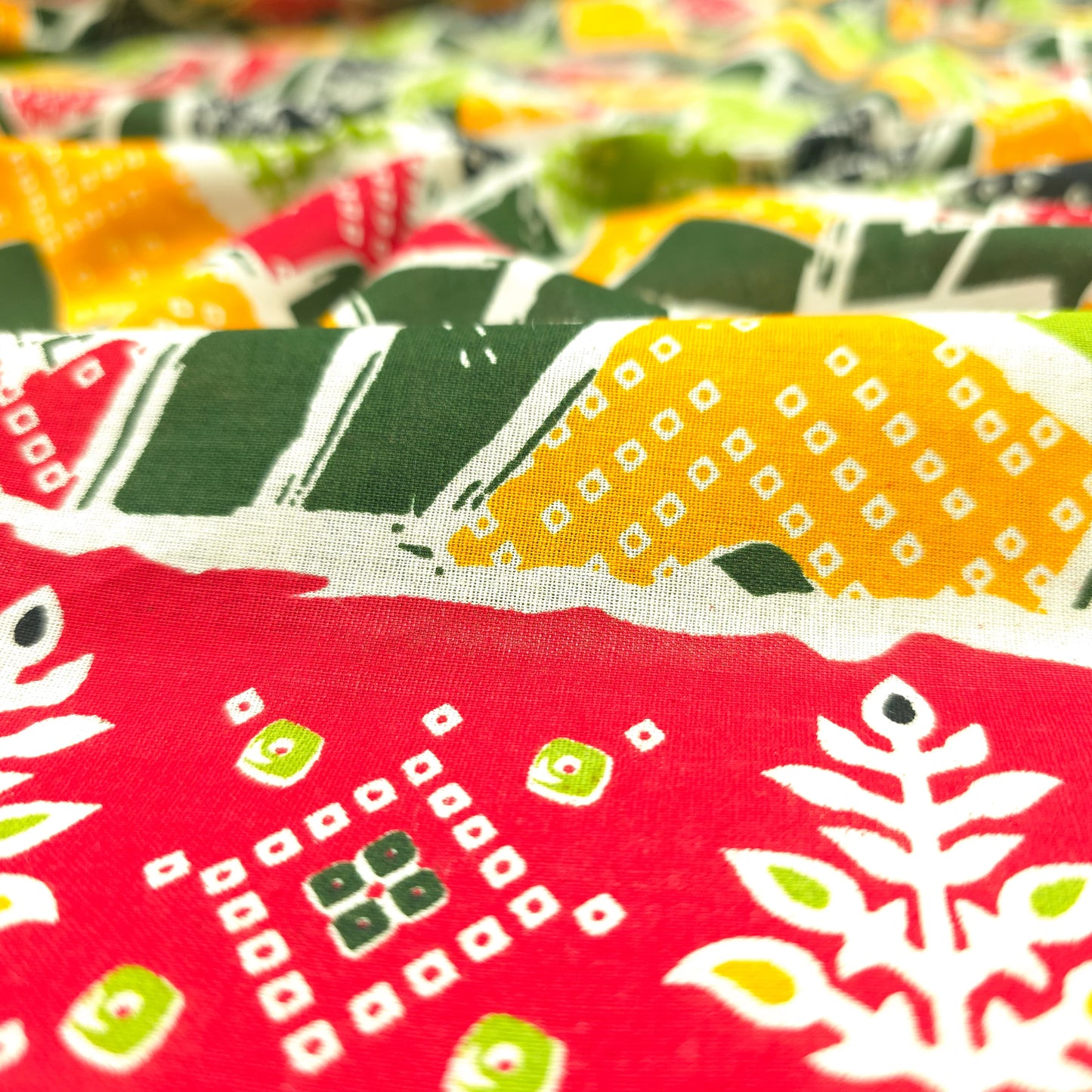 Jaipuri Patchwork Geometric Printed Poplin Fabric with Border
