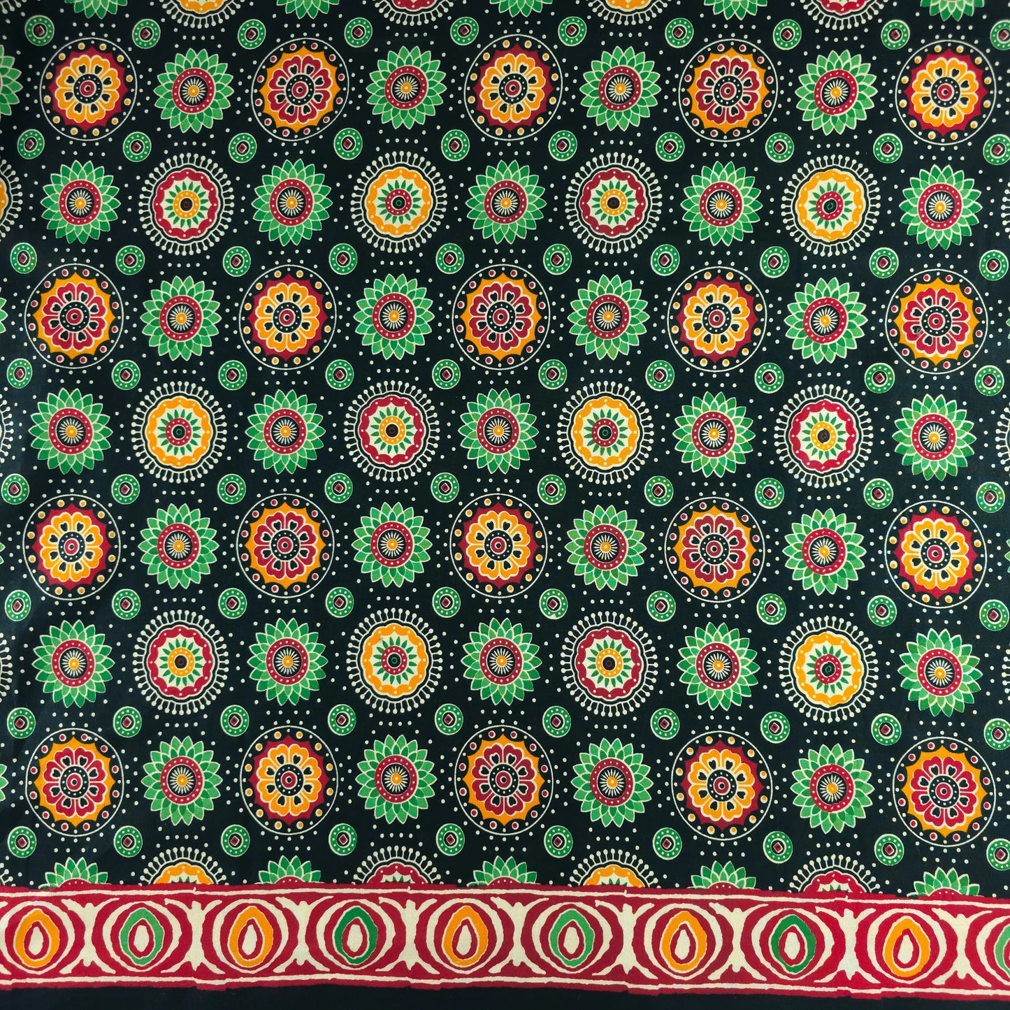 Jaipuri Floral Medallion Printed Poplin Fabric with Border
