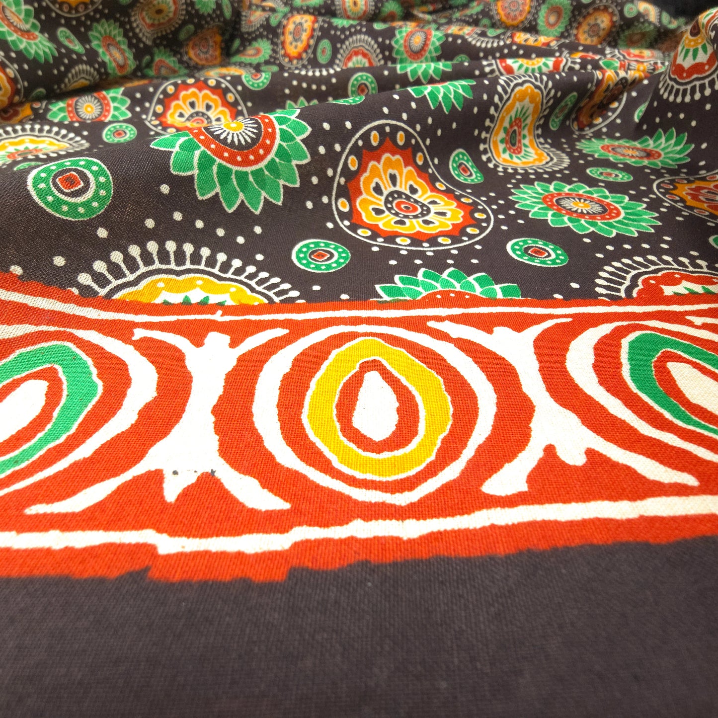 Jaipuri Floral Medallion Printed Poplin Fabric with Border
