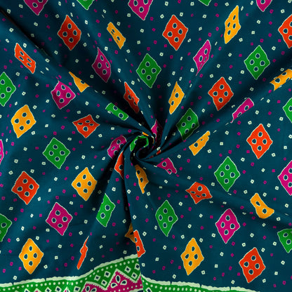 Jaipuri Buta Printed Poplin Fabric with Border
