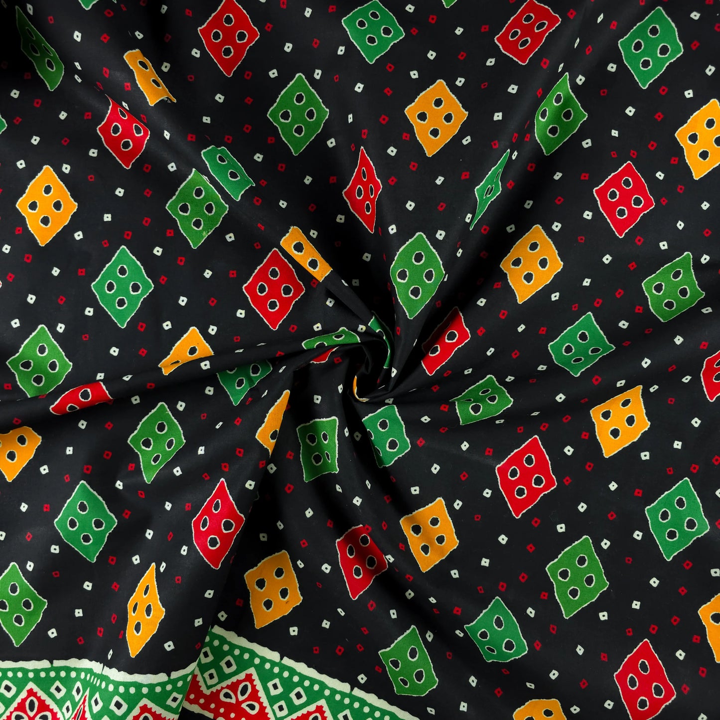 Jaipuri Buta Printed Poplin Fabric with Border