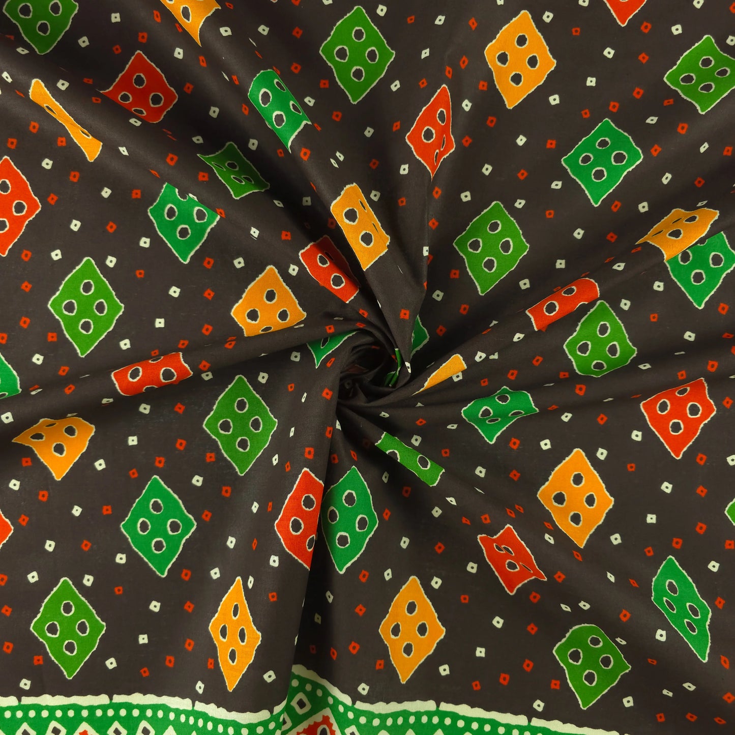 Jaipuri Buta Printed Poplin Fabric with Border