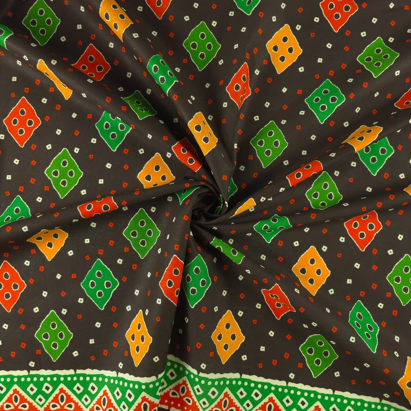 Jaipuri Buta Printed Poplin Fabric with Border