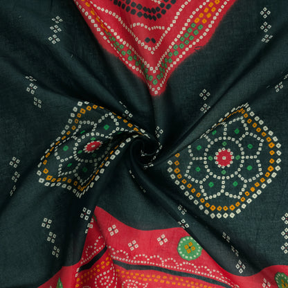 Jaipuri Bandhani Print Cotton Mulmul Fabric with Border