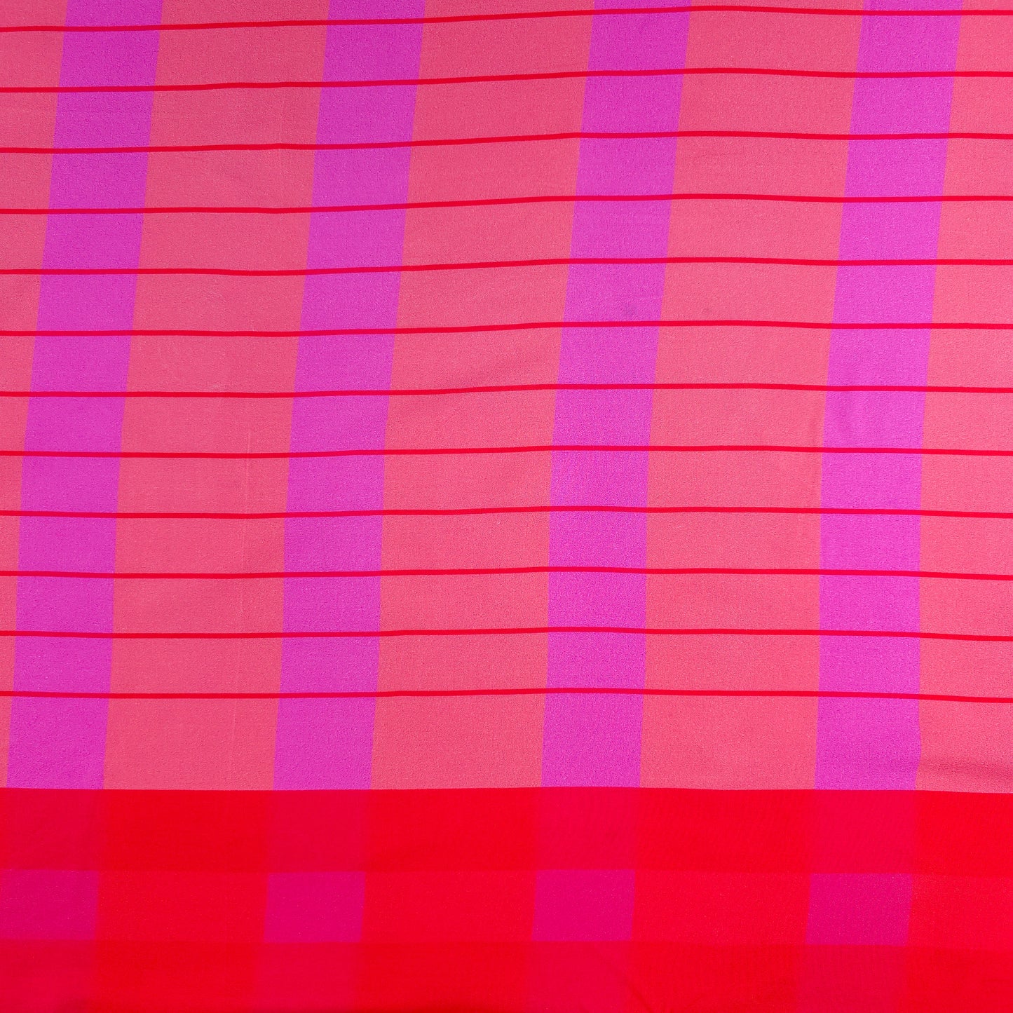 Stripe Check Printed Rayon Fabric with Border