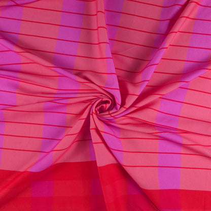 Stripe Check Printed Rayon Fabric with Border