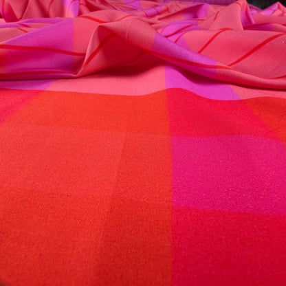 Stripe Check Printed Rayon Fabric with Border