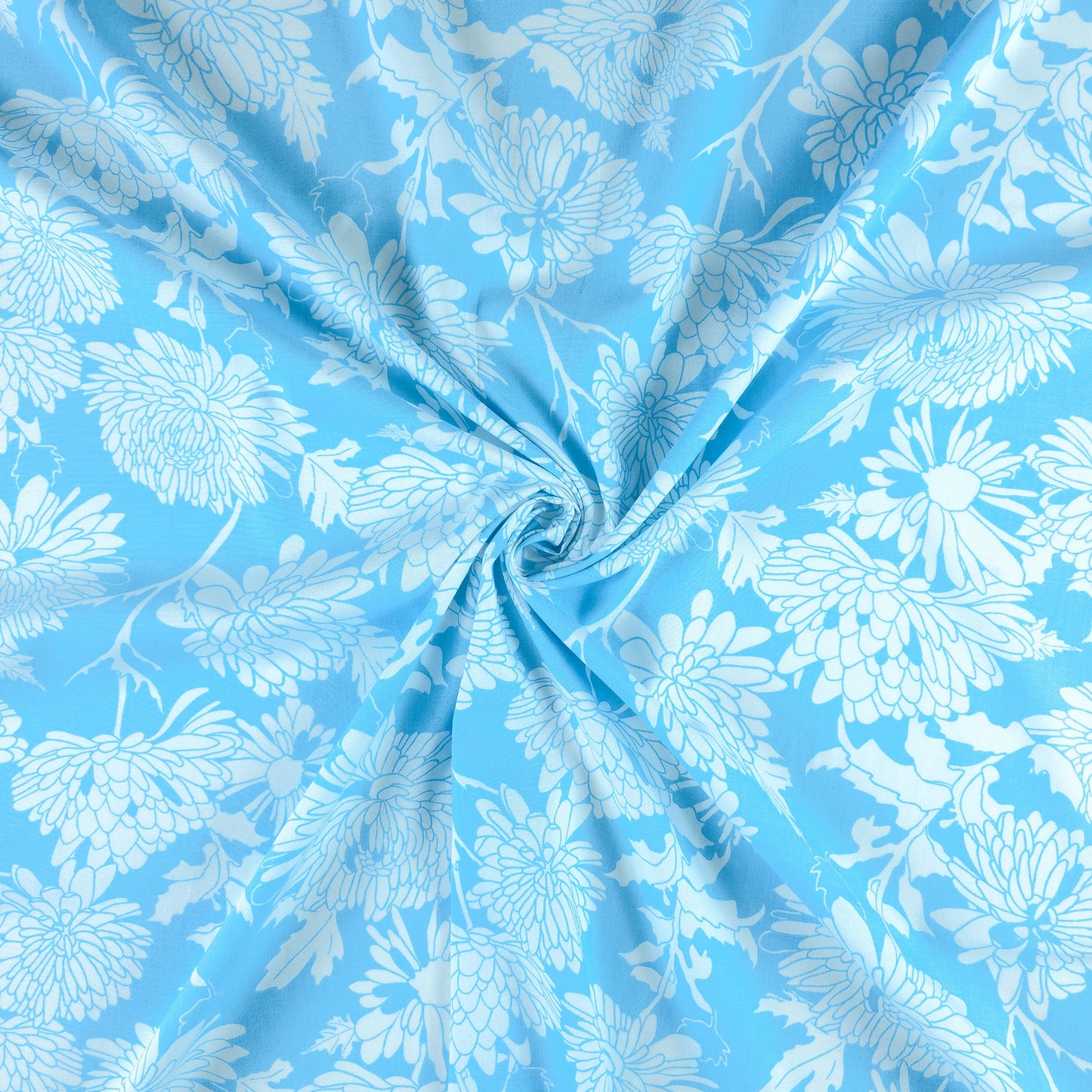 Elegant Chrysanthemum Printed Rayon Fabric