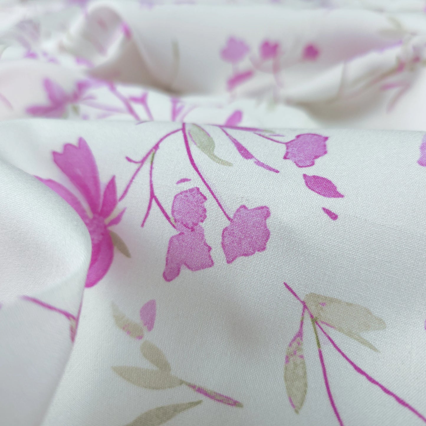 Delicate Blossom Printed Rayon Fabric