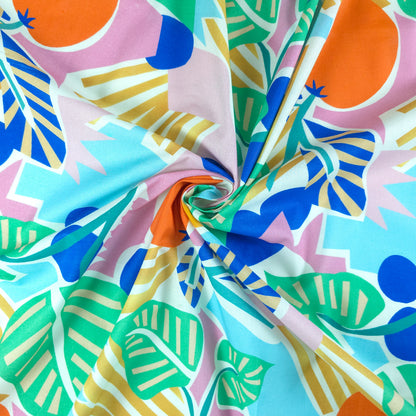 Playful Tropical Fruit Printed Cambric Fabric
