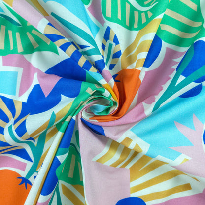 Playful Tropical Fruit Printed Cambric Fabric