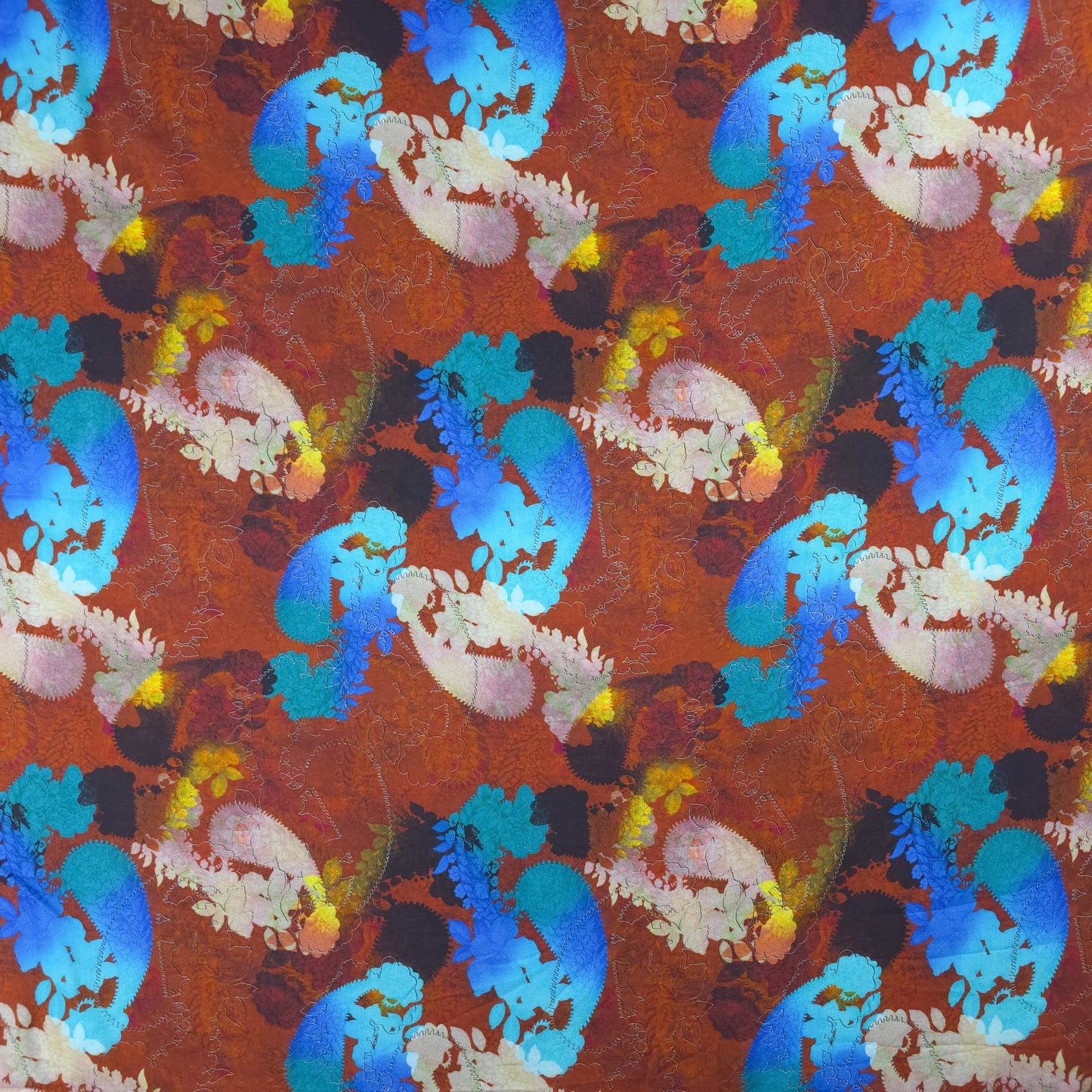 Autumn Garden Abstract Printed Rayon Fabric