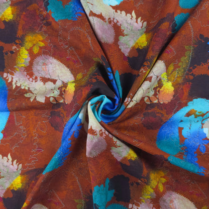 Autumn Garden Abstract Printed Rayon Fabric