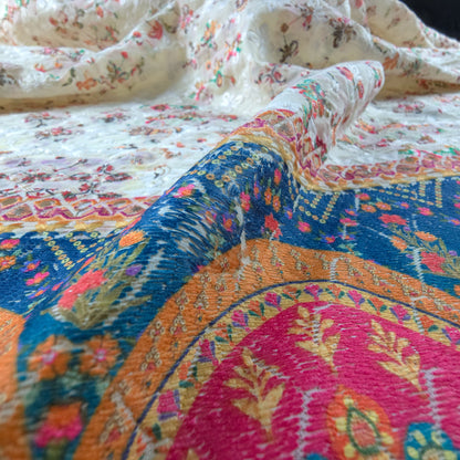 Vintage Mughal Border Schiffli Cambric Fabric