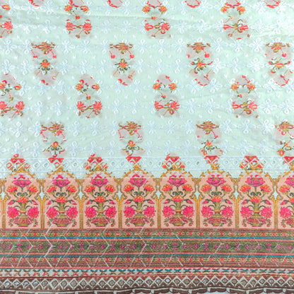 Royal Floral Border Schiffli Cambric Fabric