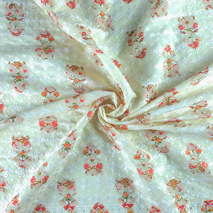 Royal Floral Border Schiffli Cambric Fabric