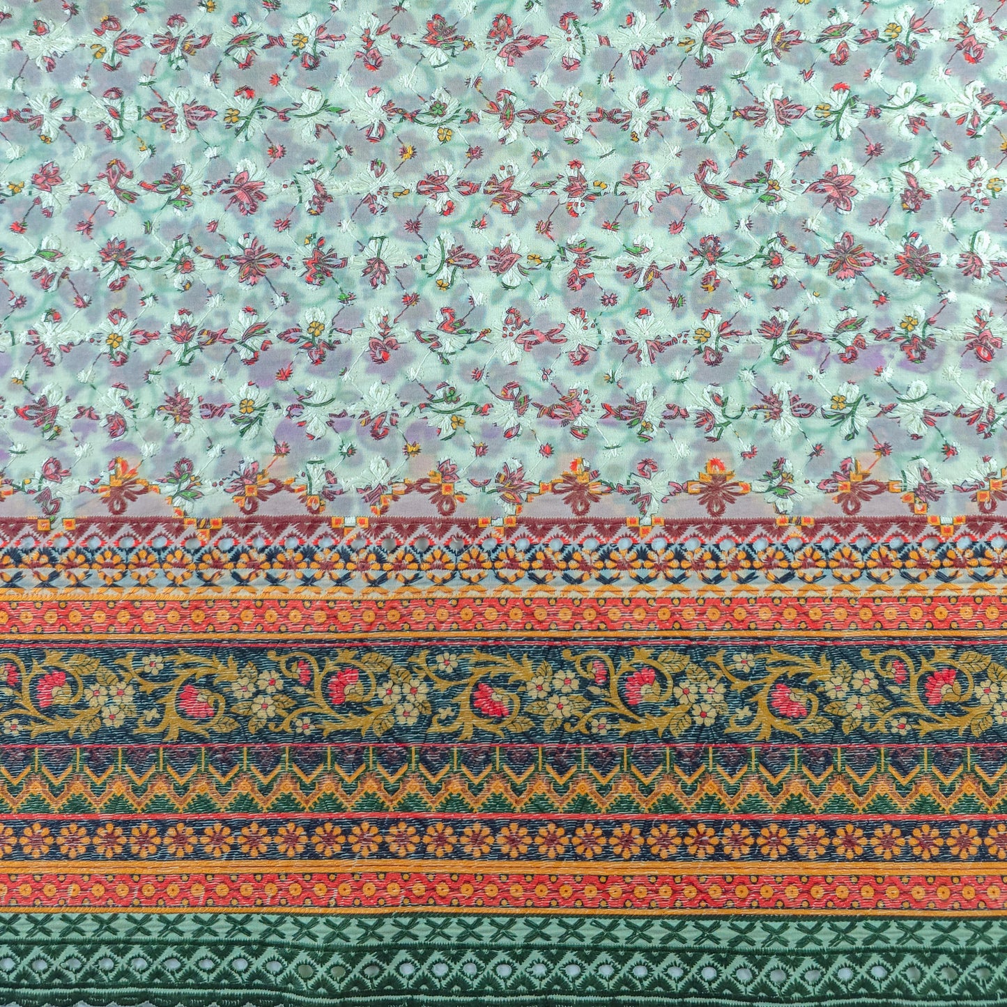 Heritage Floral Border Schiffli Cambric Fabric