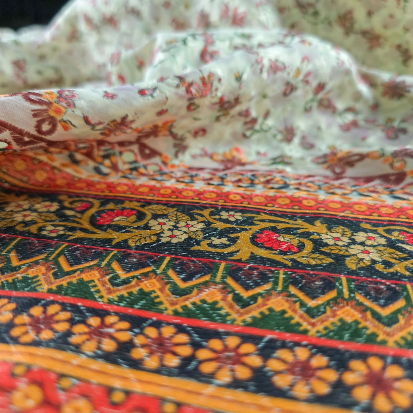 Heritage Floral Border Schiffli Cambric Fabric