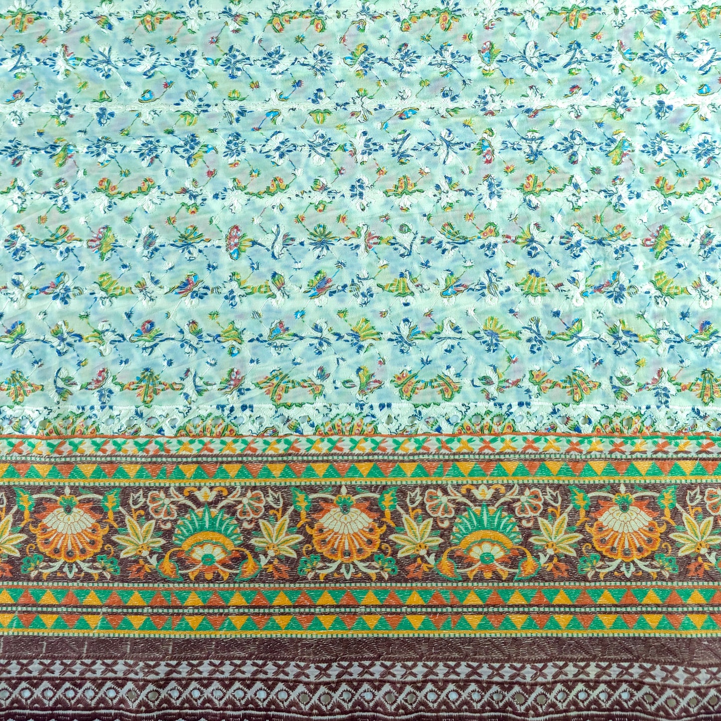 Vintage Floral Border Schiffli Cambric Fabric