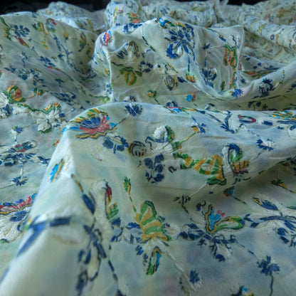 Vintage Floral Border Schiffli Cambric Fabric