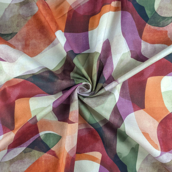 Abstract Fluid Art Printed Cambric Fabric