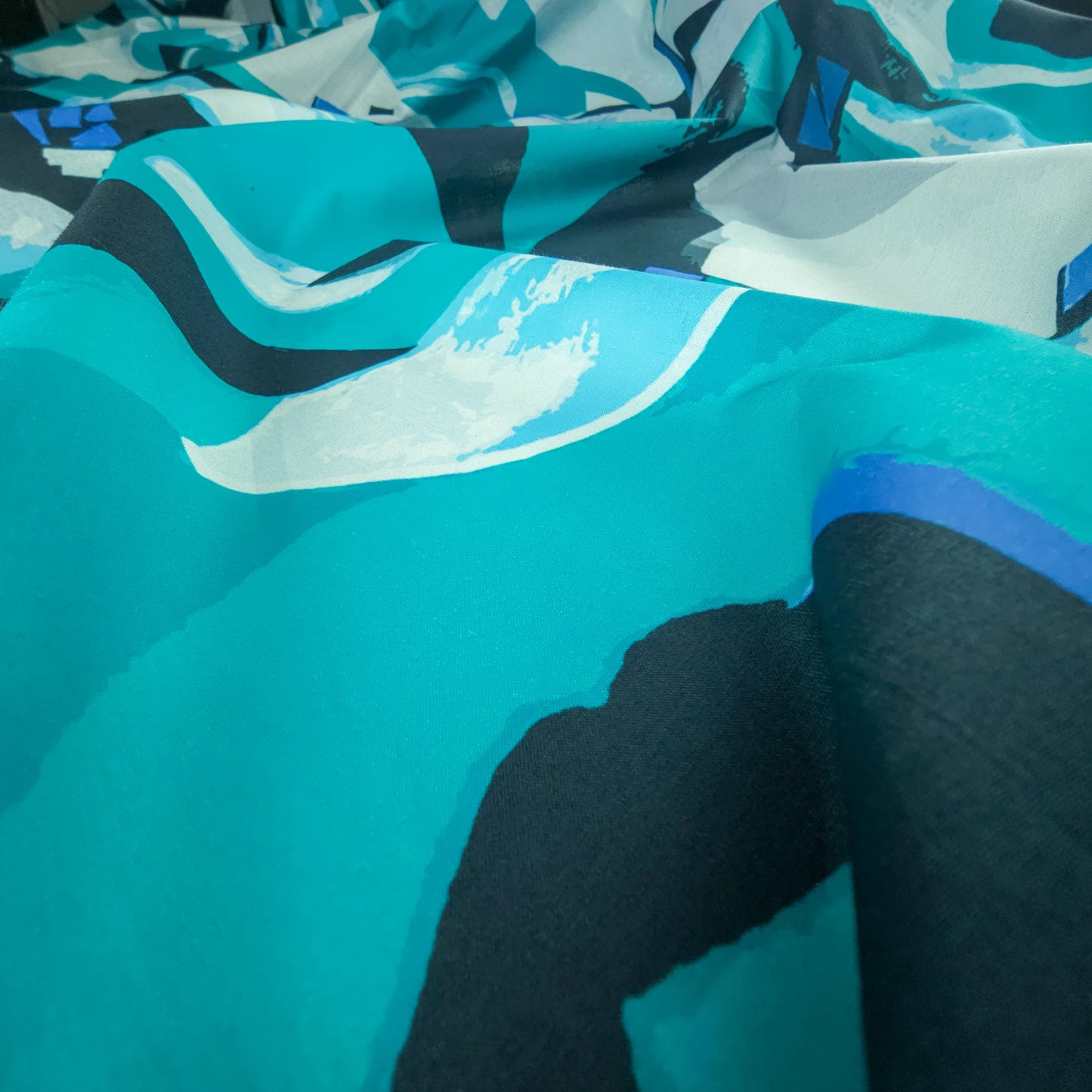 Bold Abstract Brushstroke Printed Cambric Fabric