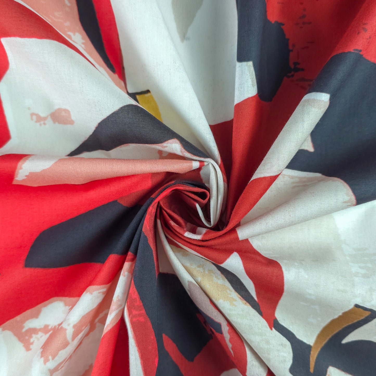 Bold Abstract Brushstroke Printed Cambric Fabric