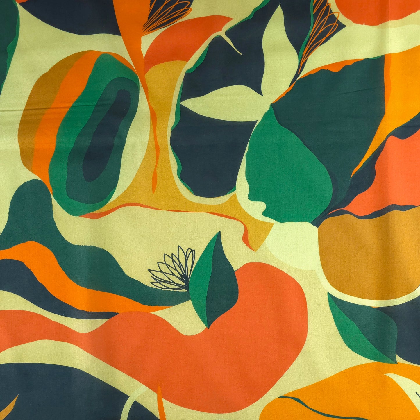 Abstract Tropical Leaf Printed Cambric Fabric