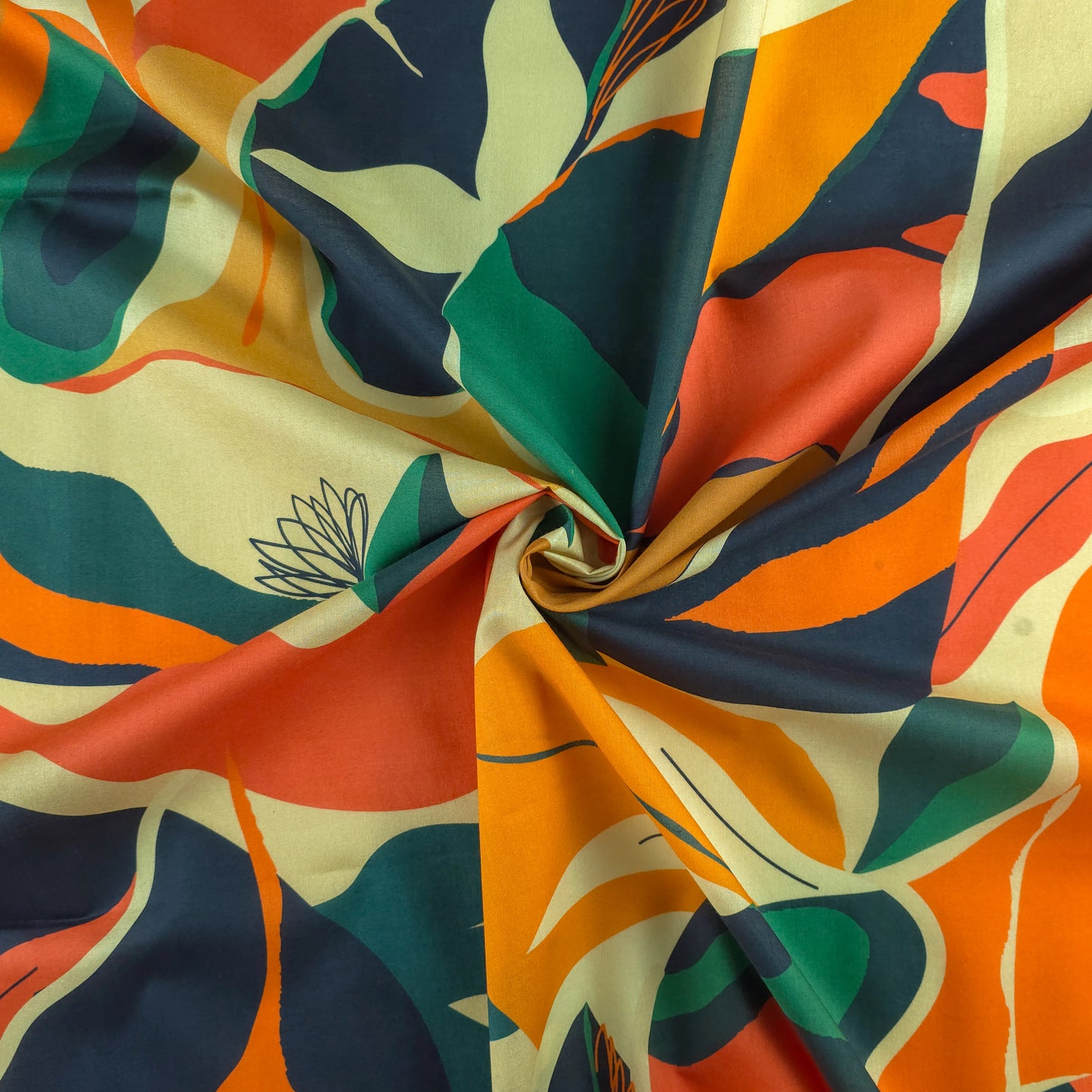 Abstract Tropical Leaf Printed Cambric Fabric