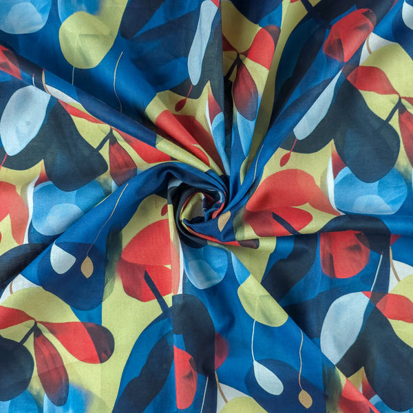 Modern Overlapping Leaf Printed Cambric Fabric
