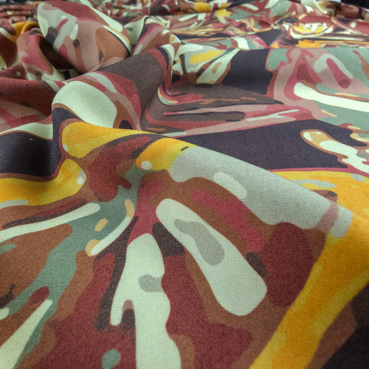Abstract Camouflage Printed Cambric Fabric